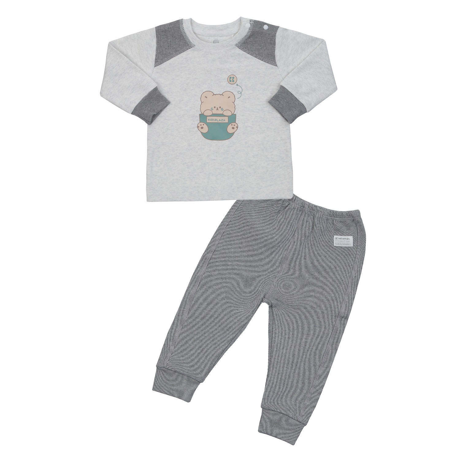 Bộ quần áo dài cài vai bé trai KidsPlaza ND24D (Ghi) 