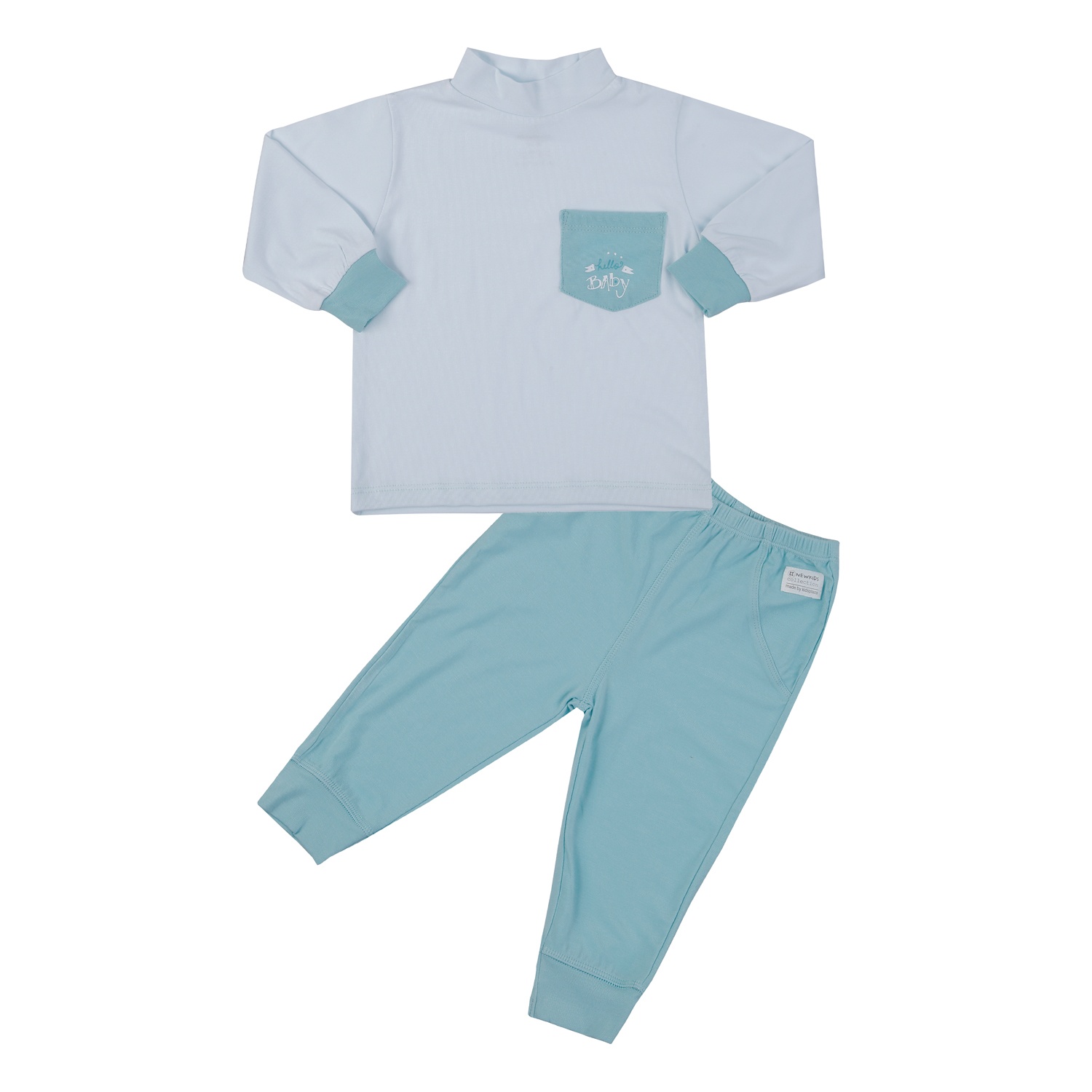 Bộ quần áo dài cổ 3 phân KidsPlaza ND24T (Xanh Ghi) 