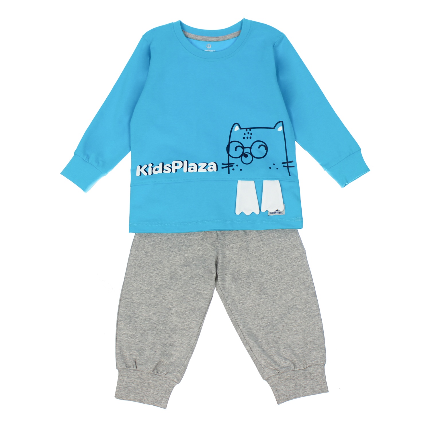 Bộ quần áo dài tay bé trai KIDSPLAZA in hình Gấu Đeo Kính 1Y LN20T (Xanh) hình 1