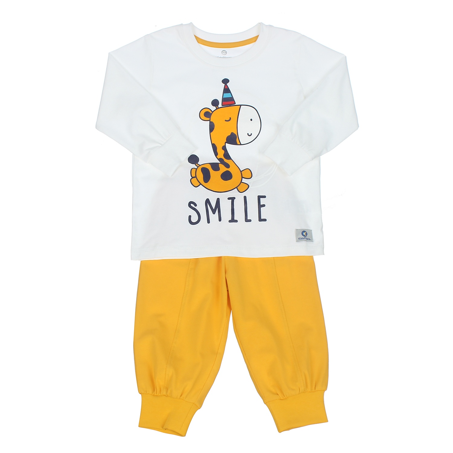 Bộ quần áo dài tay bé trai KIDSPLAZA in hình hươu cao cổ LN20T 5Y (Trắng Vàng) hình 1