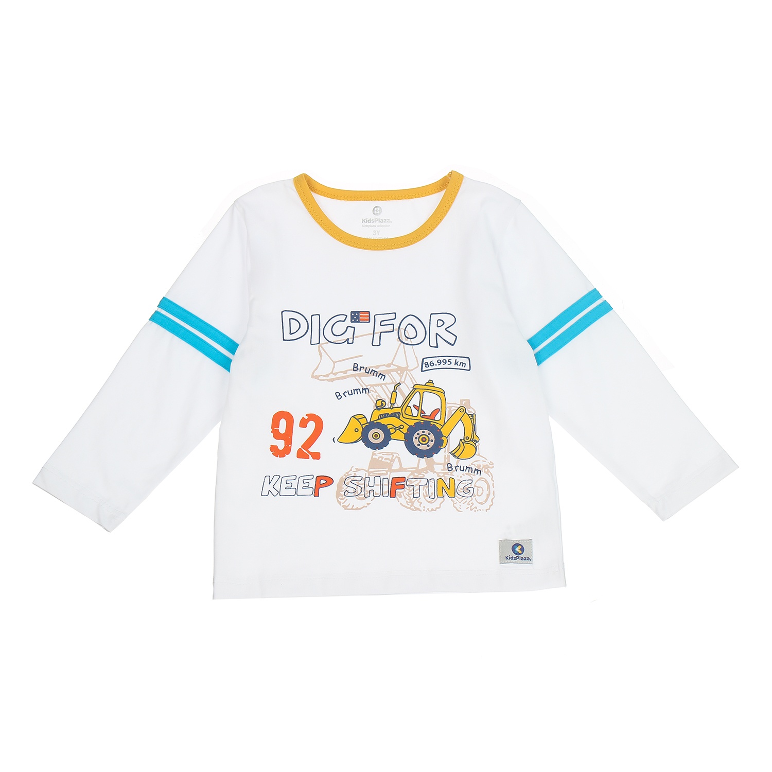 Bộ quần áo dài tay bé trai KIDSPLAZA in hình Xe Múc TT20T 5Y (Trắng-Vàng) hình 2