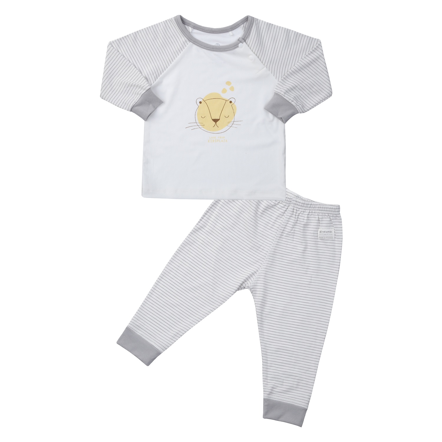 Bộ quần áo dài tay cài vai KidsPlaza Otis ND24T (Trắng Ghi) hình 1