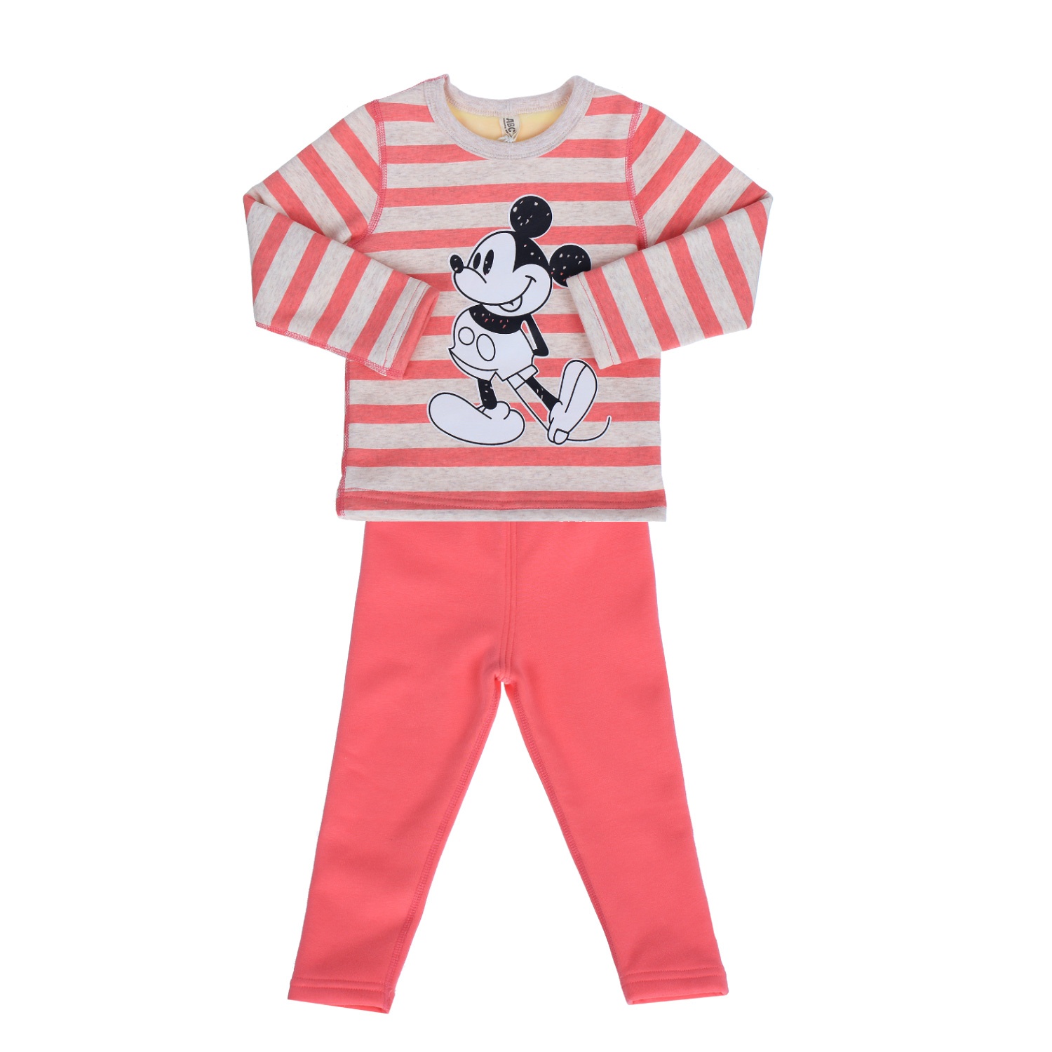 Bộ quần áo kẻ ngang màu hồng in hình Mickey băng lông hình 5