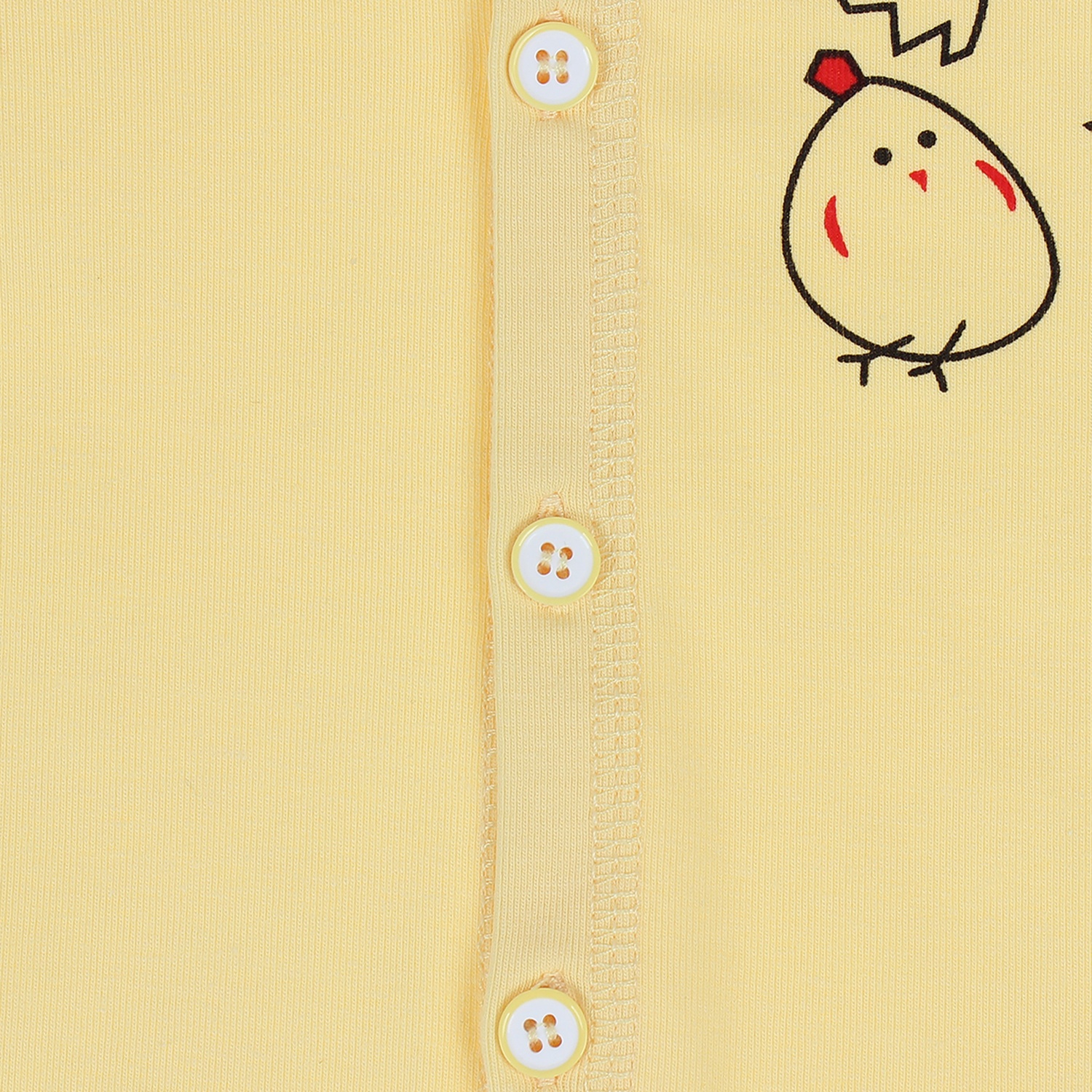 Bộ quần áo sơ sinh cài giữa in hình gà con ở tay áo Mamago Vàng hình 2