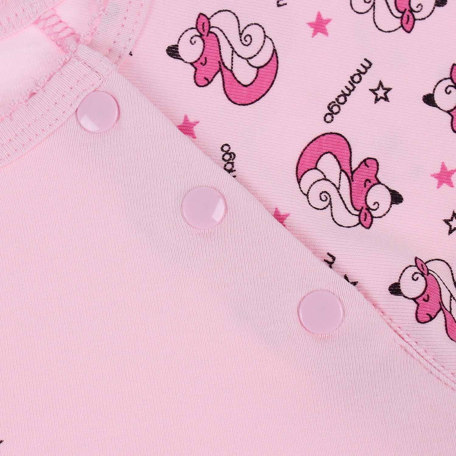 Quần áo sơ sinh cài vai in hình chú ngựa tay Mamago Hồng hình 2