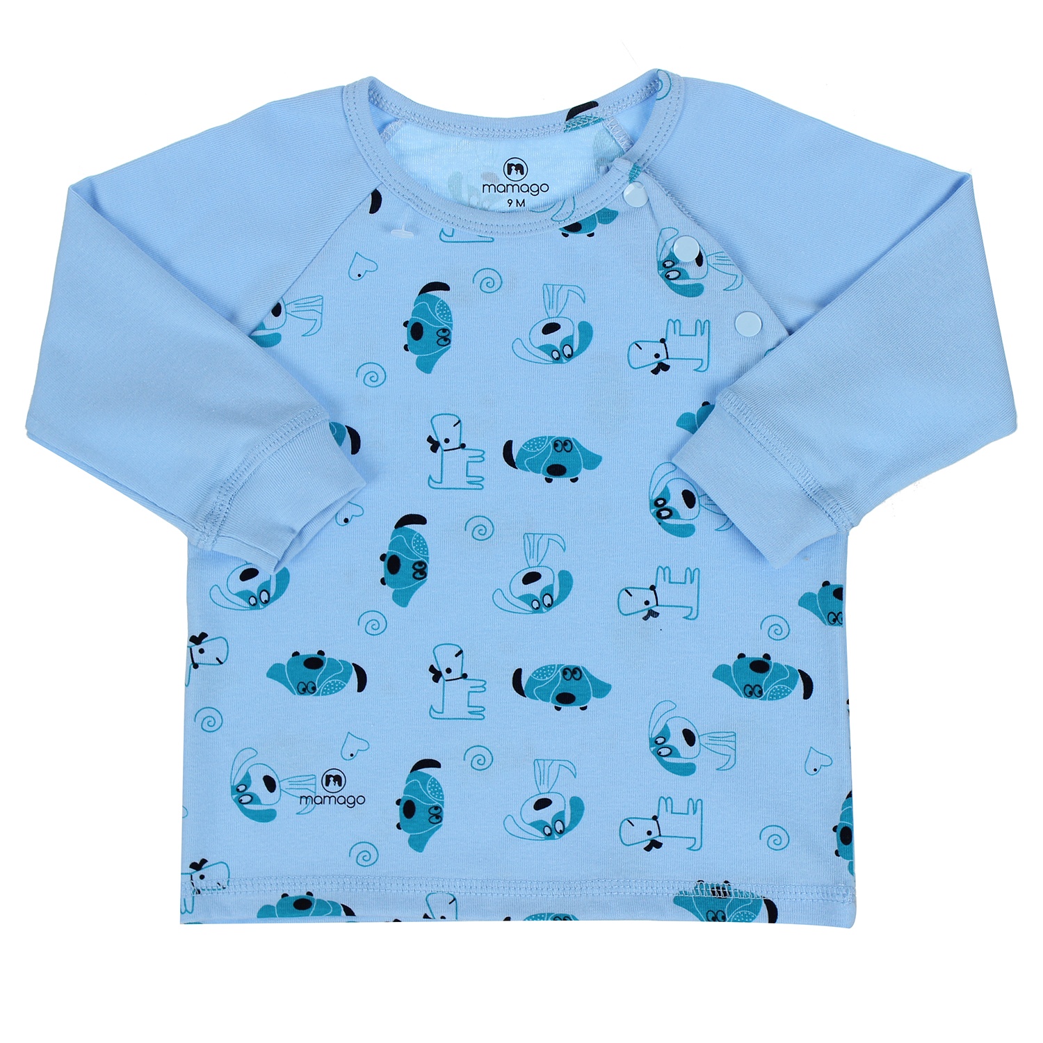 Quần áo sơ sinh hình cún ở thân Mamago Xanh  hình 2