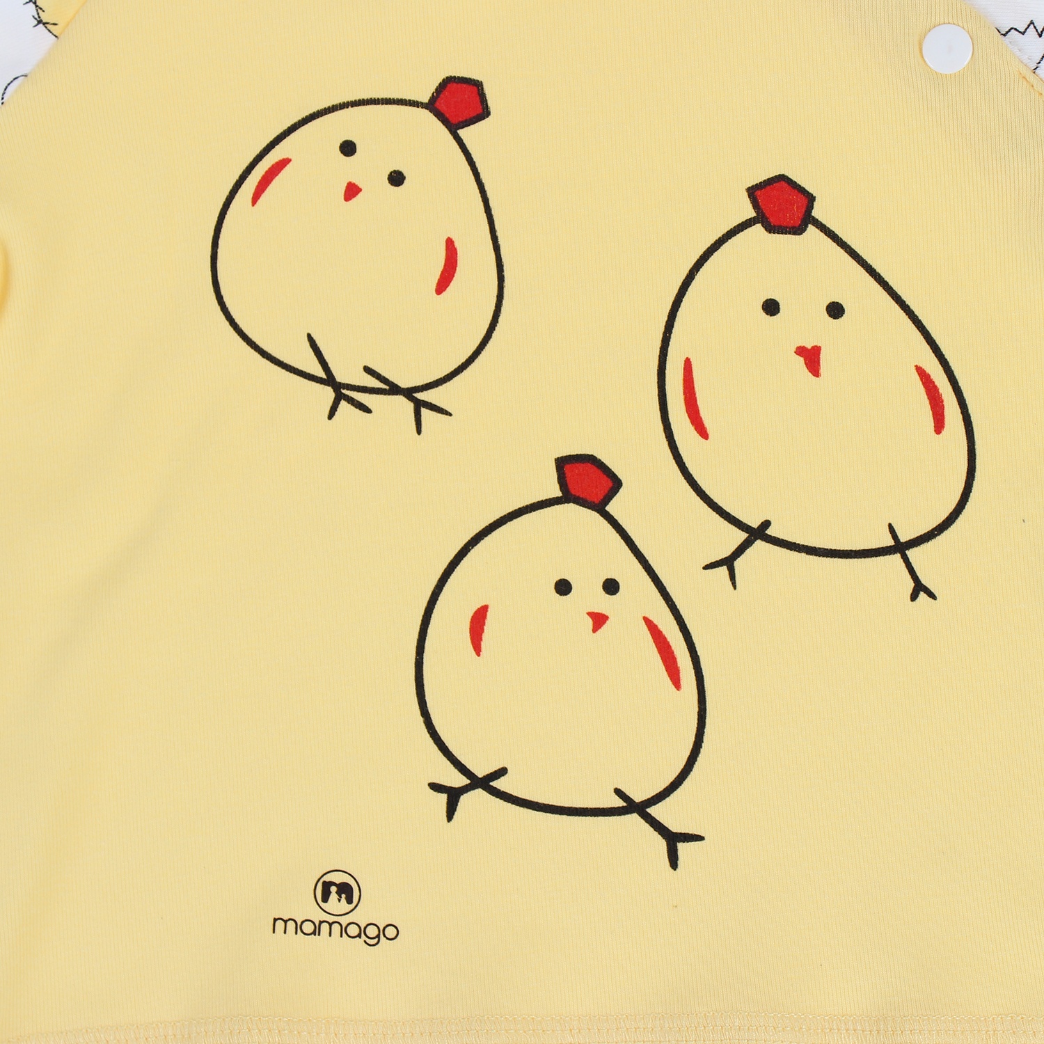 Bộ quần áo sơ sinh cài vai in hình gà con ở tay áo Mamago Vàng hình 5