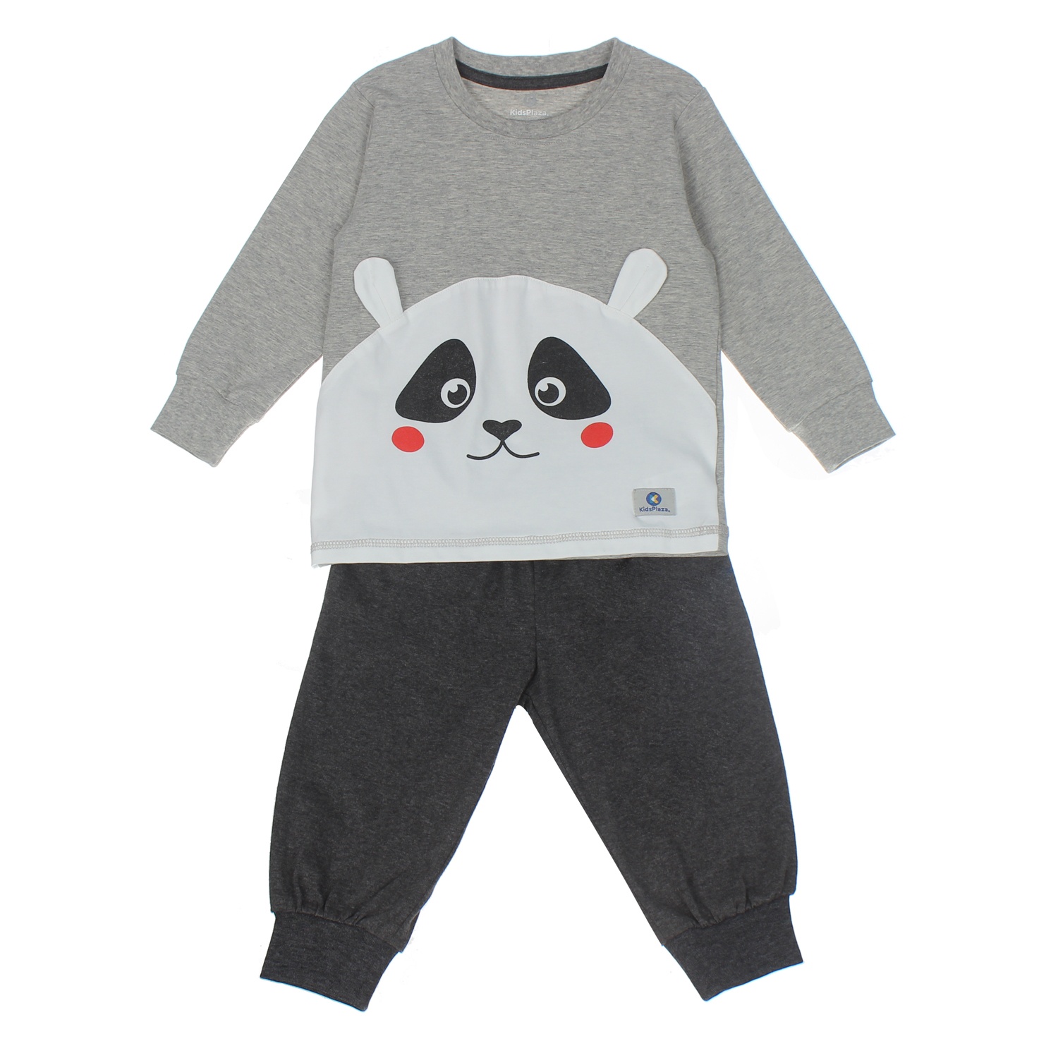 Bộ quần áo tay bé trai dài tay KIDSPLAZA in hình Mặt Gấu 2Y LN20T (Xám Trắng) hình 1
