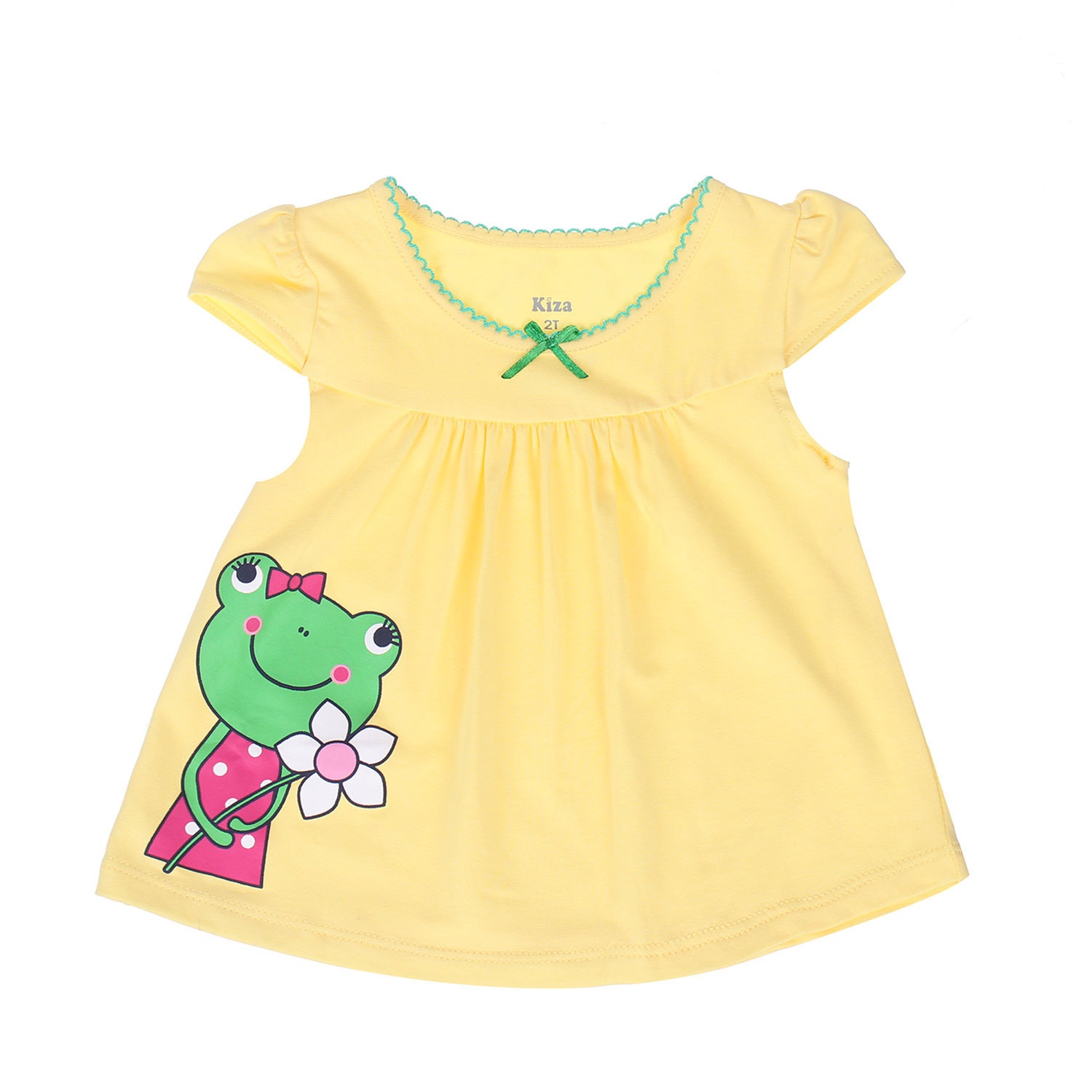 Bộ quần áo tay ngắn bé gái in hình chú ếch Kiza (màu vàng) hình 1