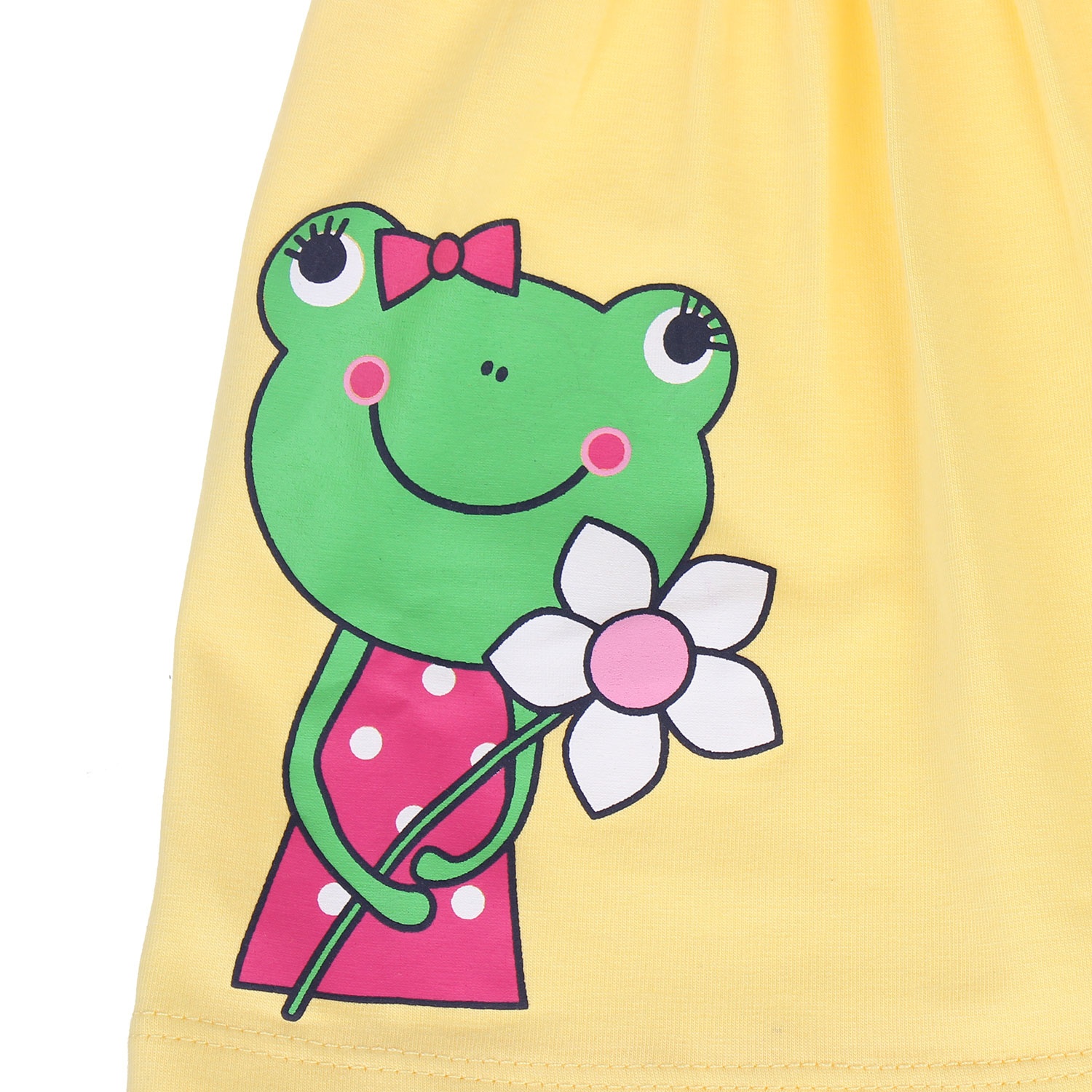 Bộ quần áo tay ngắn bé gái in hình chú ếch Kiza (màu vàng) hình 4