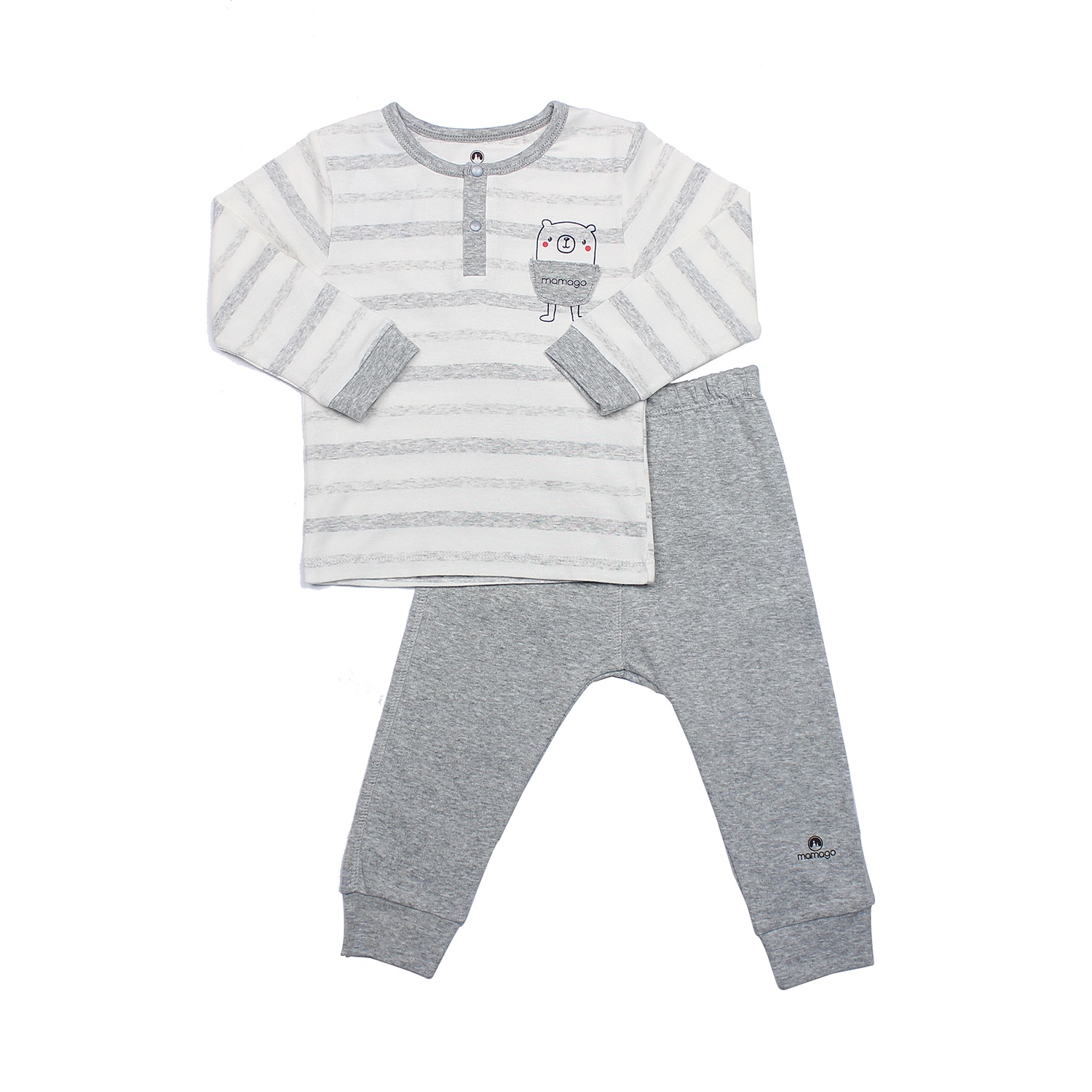 Bộ quần áo thời trang bé trai bo trụ Mamago HN19T kẻ ghi hình 1