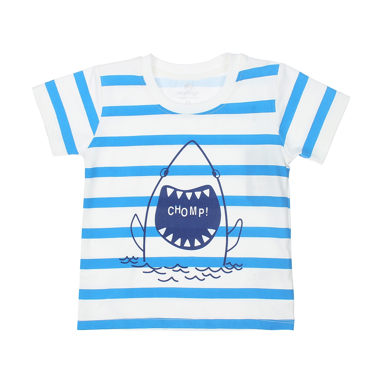 Bộ quần áo thời trang bé trai cộc tay Mamago in Ca Mập Trắng Ya LN20H 3Y hình 3