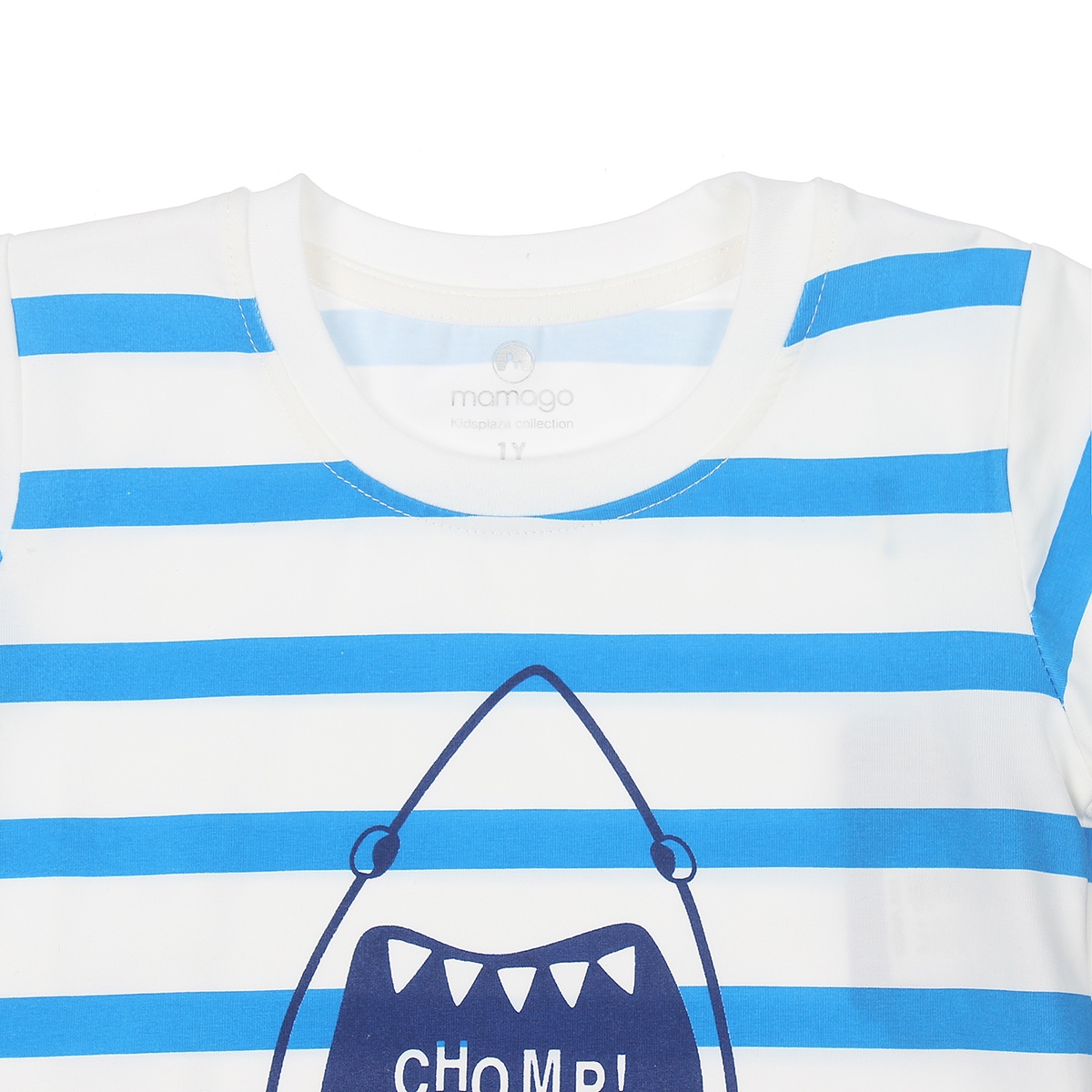 Bộ quần áo thời trang bé trai cộc tay Mamago in Ca Mập Trắng Ya LN20H 3Y hình 2