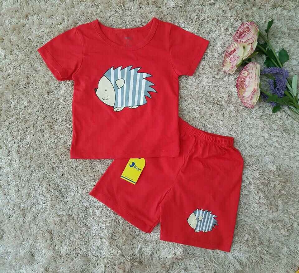 Bộ tay ngắn bé trai Kiza in hình chú nhím xinh xắn (màu đỏ) hình 1