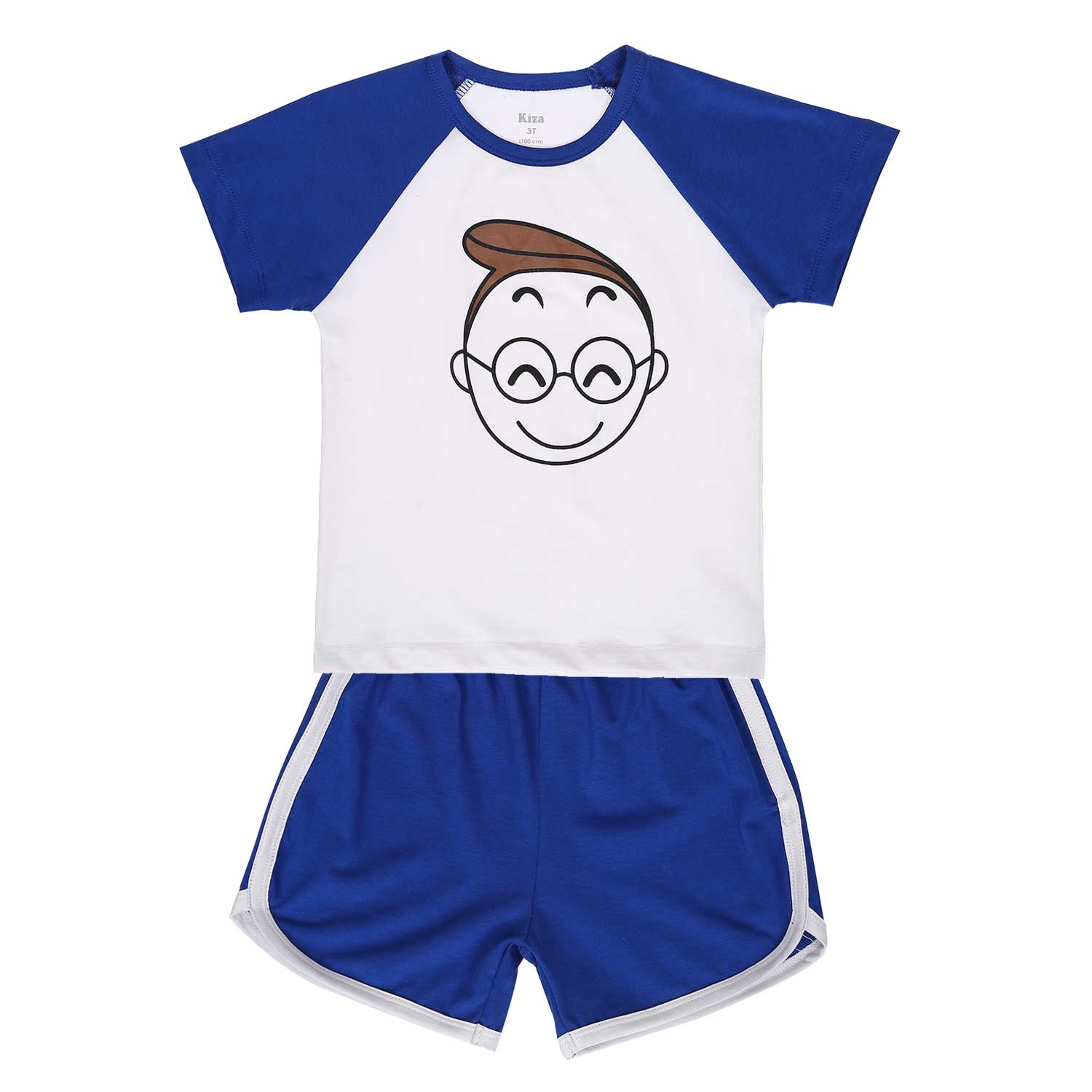 Bộ tay ngắn in hình bé trai Kiza (Xanh) hình 1