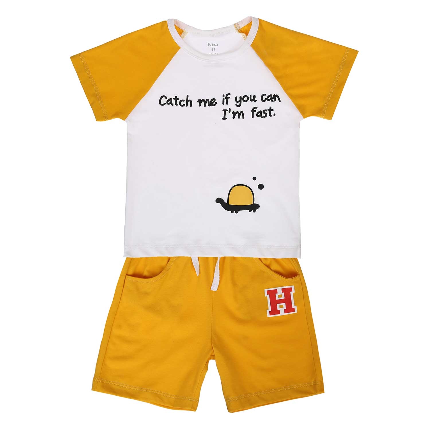 Bộ tay ngắn in hình chú rùa Kiza (Vàng) hình 1