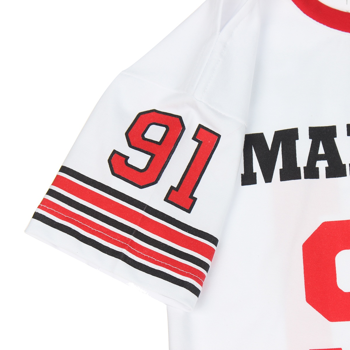 Bộ váy cộc bé gái Mamago in 91 kẻ sọc tay LN20H (Trắng) 5Y hình 2