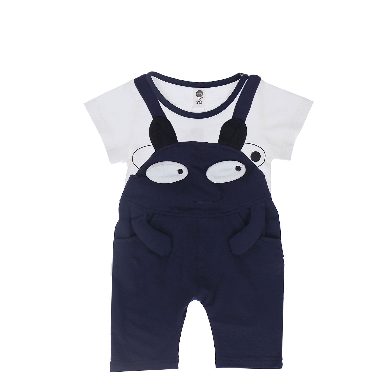 Bộ yếm cotton in hình đôi mắt hình 4