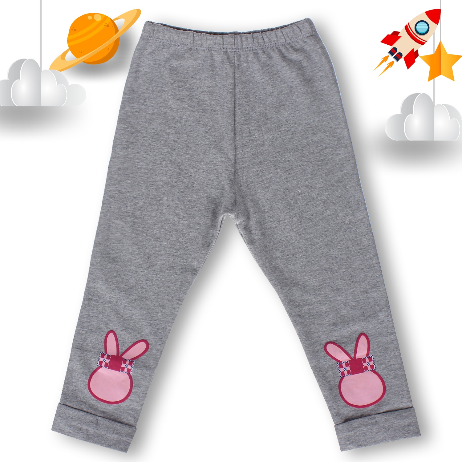 Quần legging bé gái Kiza in mặt thỏ (Ghi) hình 1