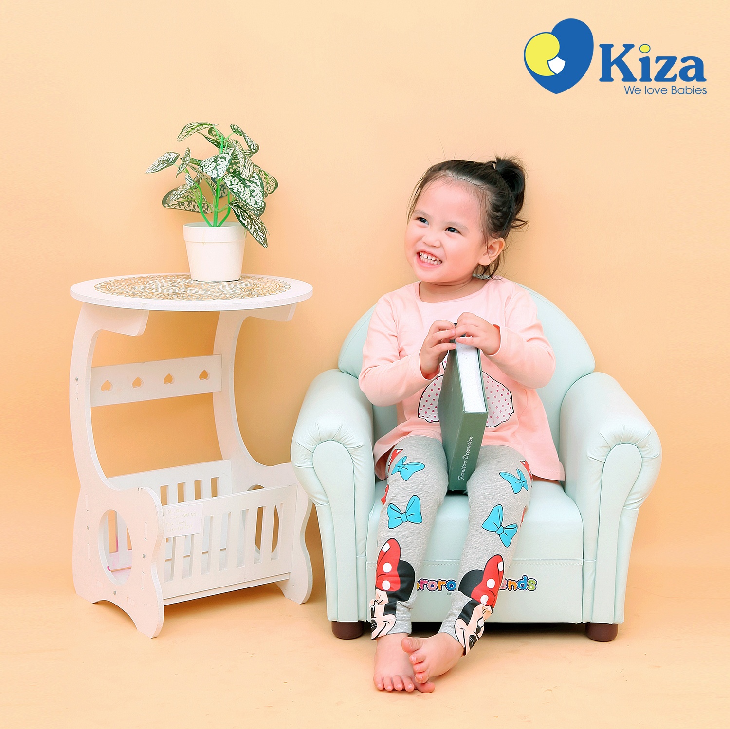 Quần legging dài bé gái in chuột Mickey Kiza (Ghi) hình 1