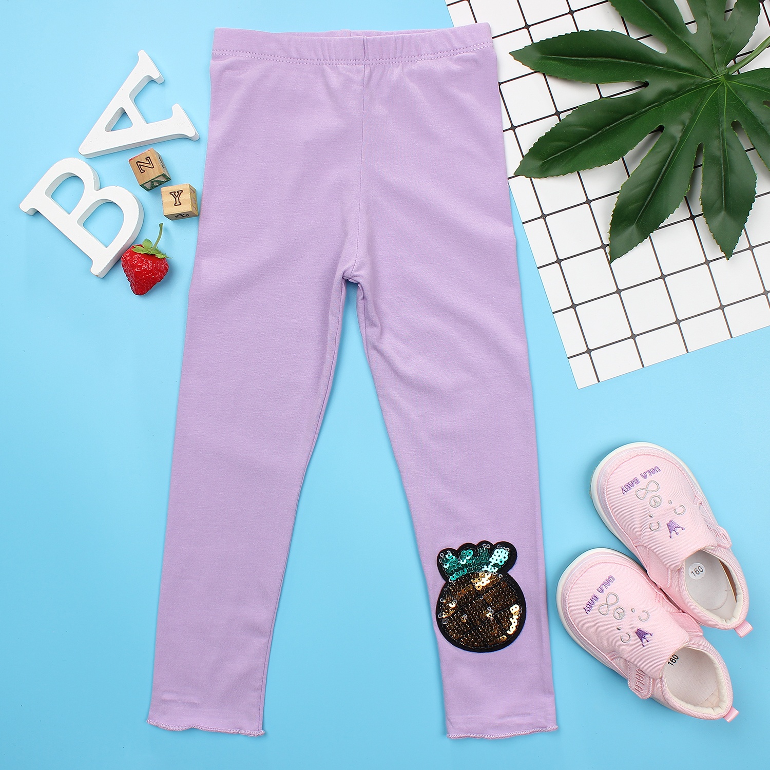 Quần legging dài bé gái in trái dứa Kiza (Tím) hình 3