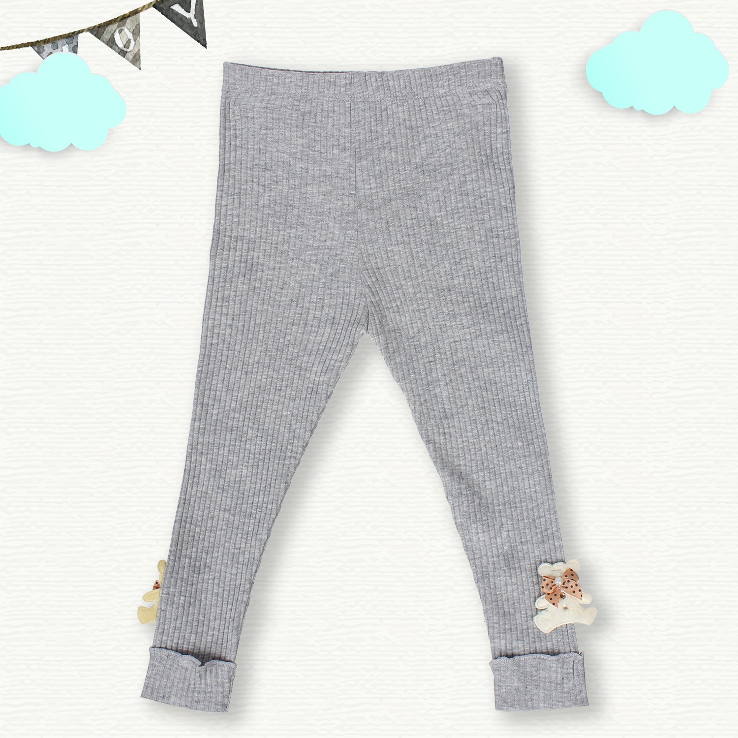 Quần Legging kẻ tăm Kiza (Ghi) hình 1