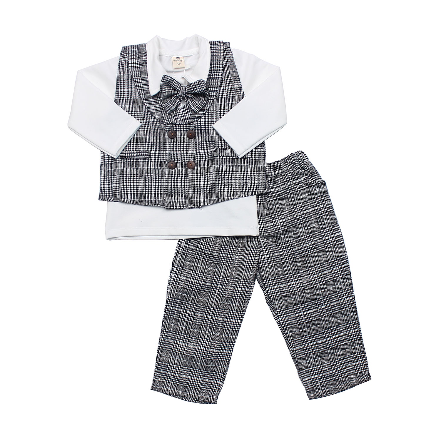 Sét 3 gile dài tay bé trai kẻ ghi xám mamago M19D hình 1