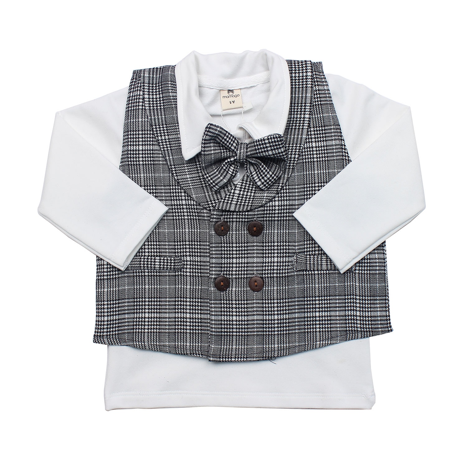 Sét 3 gile dài tay bé trai kẻ ghi xám mamago M19D hình 2