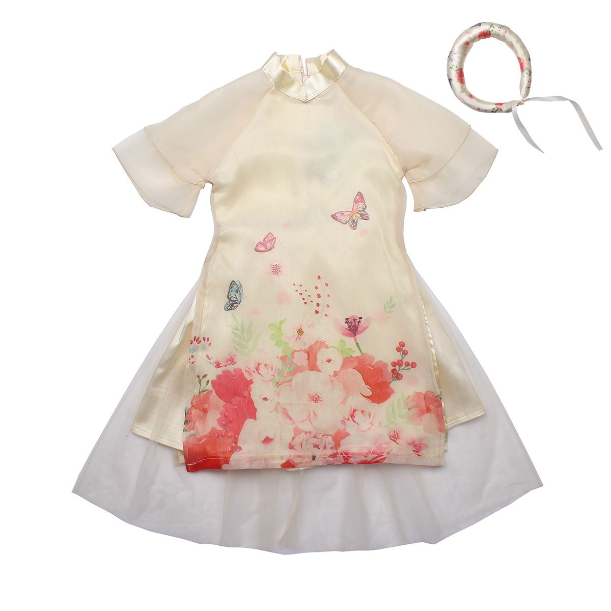 Set áo dài bé gái in hình hoa bướm be M19D cho bé từ 1-6 tuổi Set áo dài bé gái in hình hoa bướm be M19D cho bé từ 1-6 tuổi