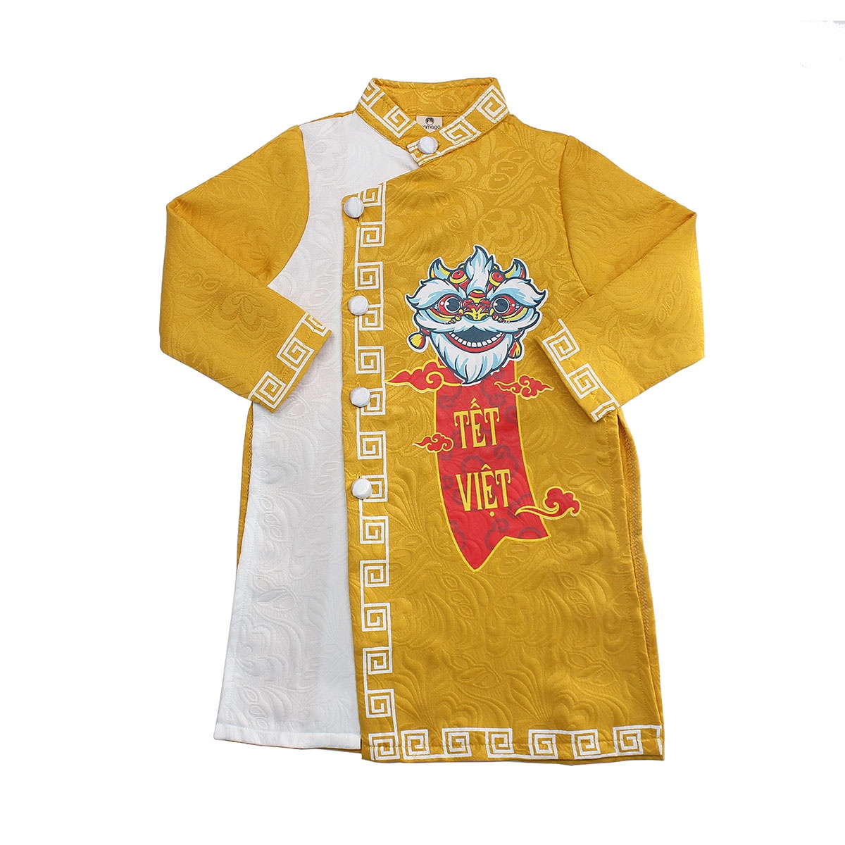 Bộ áo dài bé trai Mamago in tết việt M19HN (Vàng trắng) hình 2