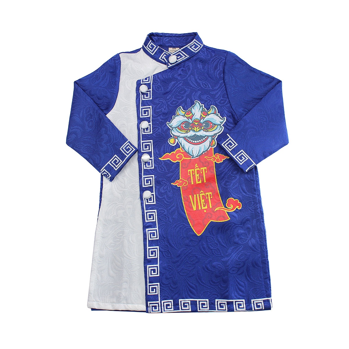 Bộ áo dài bé trai Mamago in tết việt M19HN (Xanh trắng) hình 2