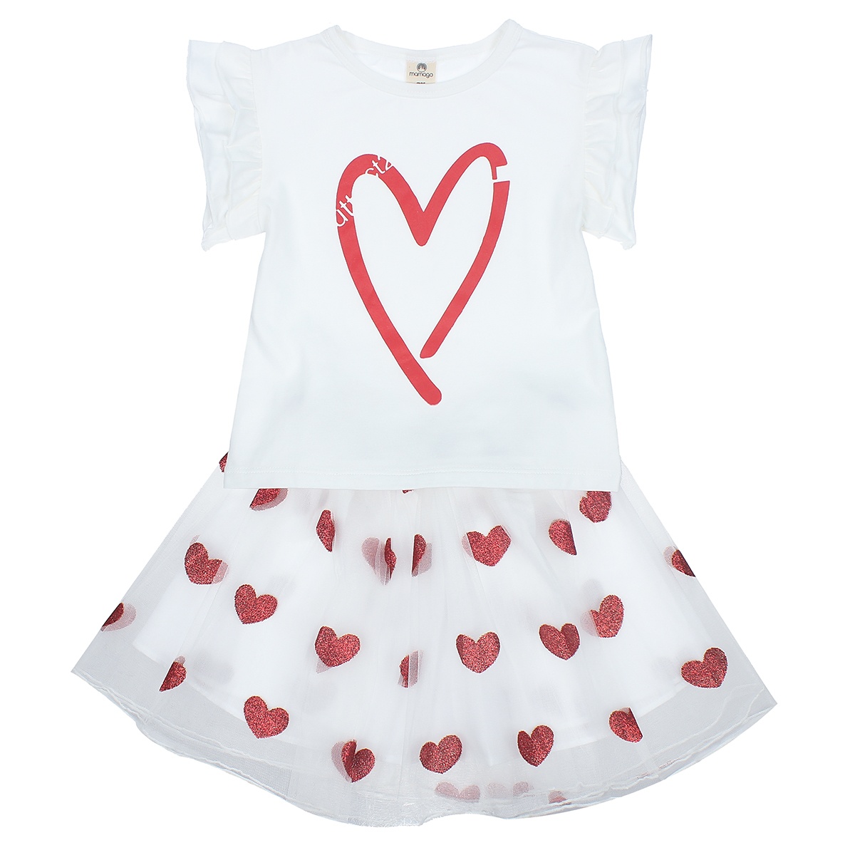 Sét chân váy bé gái in hình trái tim M20H 2Y (Đỏ Trắng) hình 1