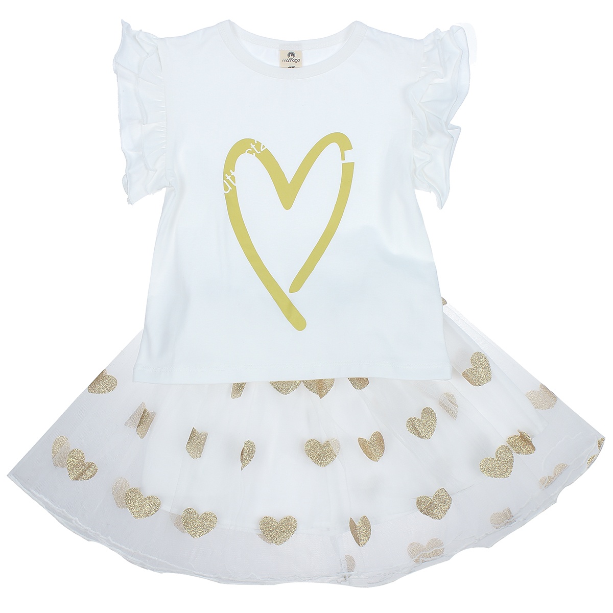 Sét chân váy bé gái in hình trái tim M20H 5Y (Vàng Trắng) hình 1