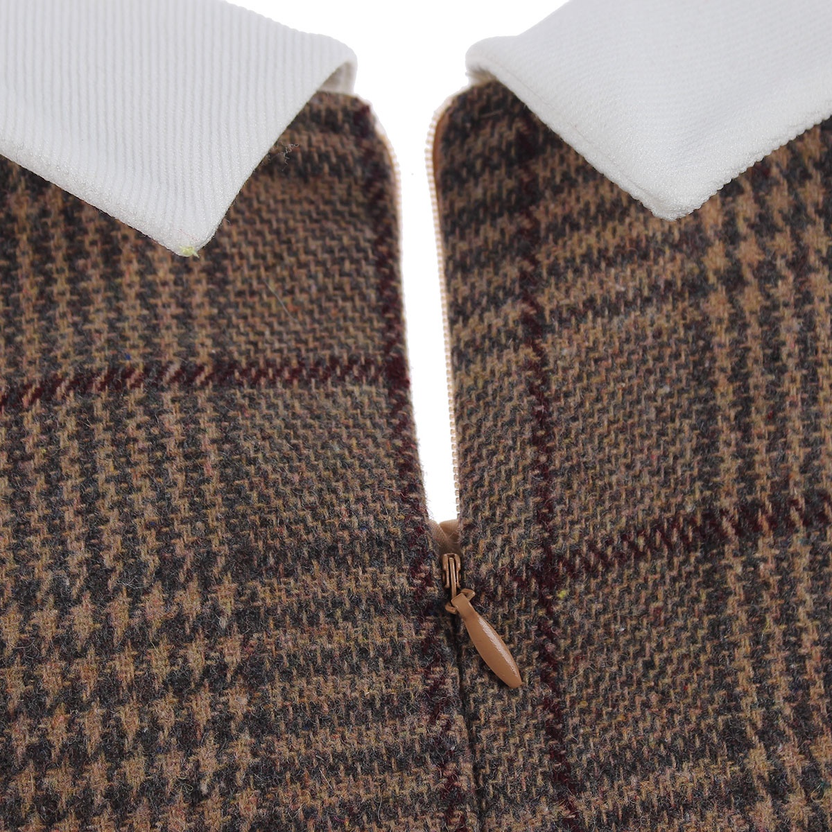 Váy dạ kẻ cho bé gái karo tay len cổ sen Mamago M19D (Nâu) hình 3