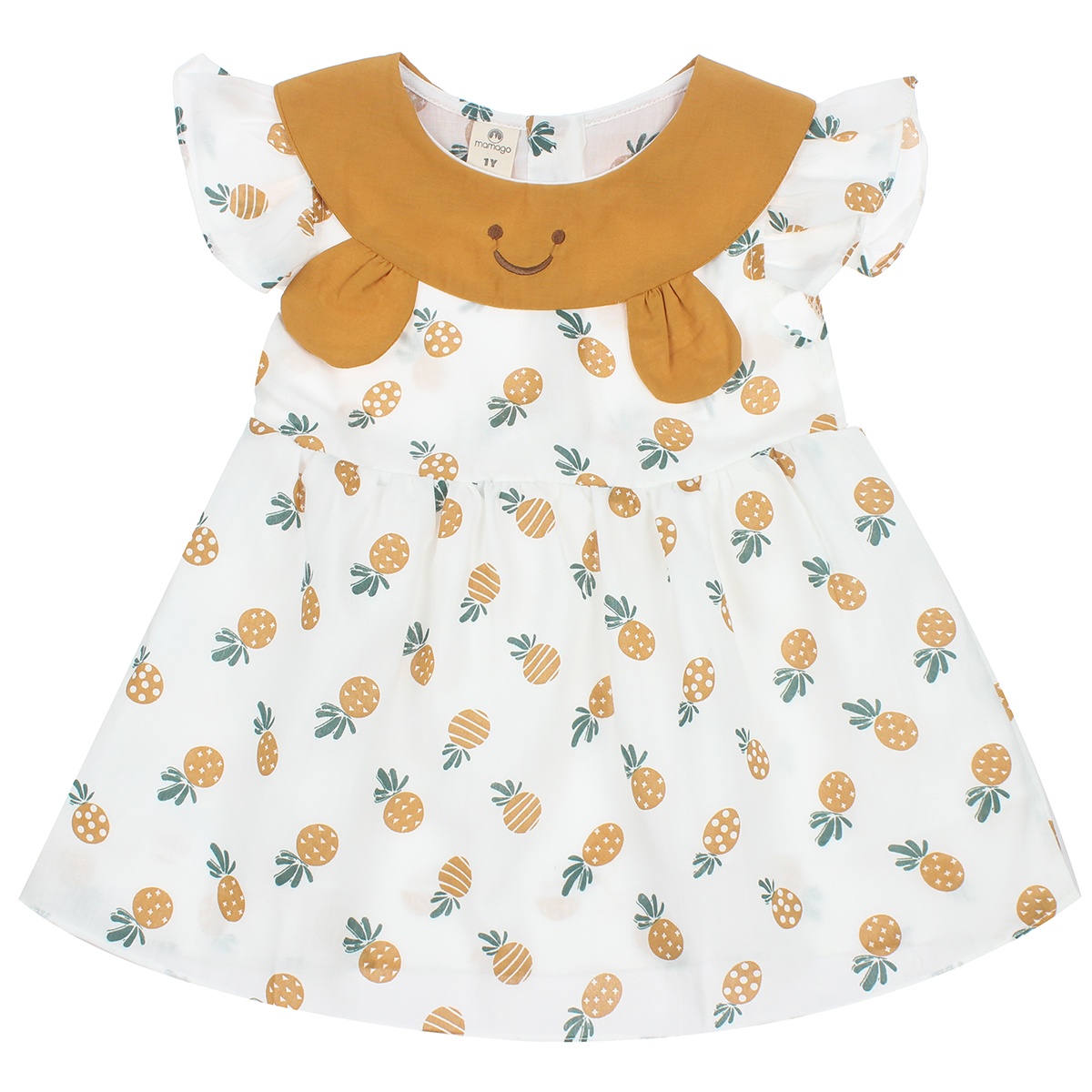 Váy in hình quả dứa vàng tai thỏ Mamago M20H 1Y (Trắng Vàng) hình 1
