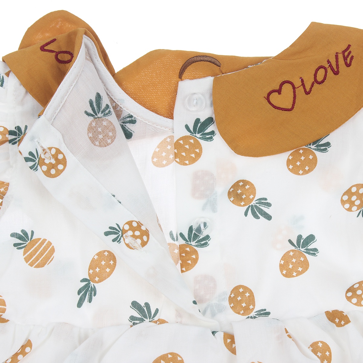 Váy in hình quả dứa vàng tai thỏ Mamago M20H 1Y (Trắng Vàng) hình 2