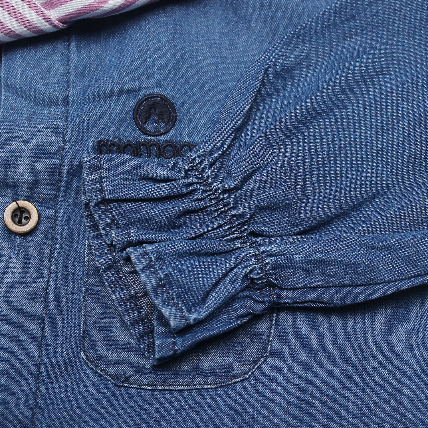 Váy Jean bé gái Mamago phối cổ kẻ sọc LN19T hình 1