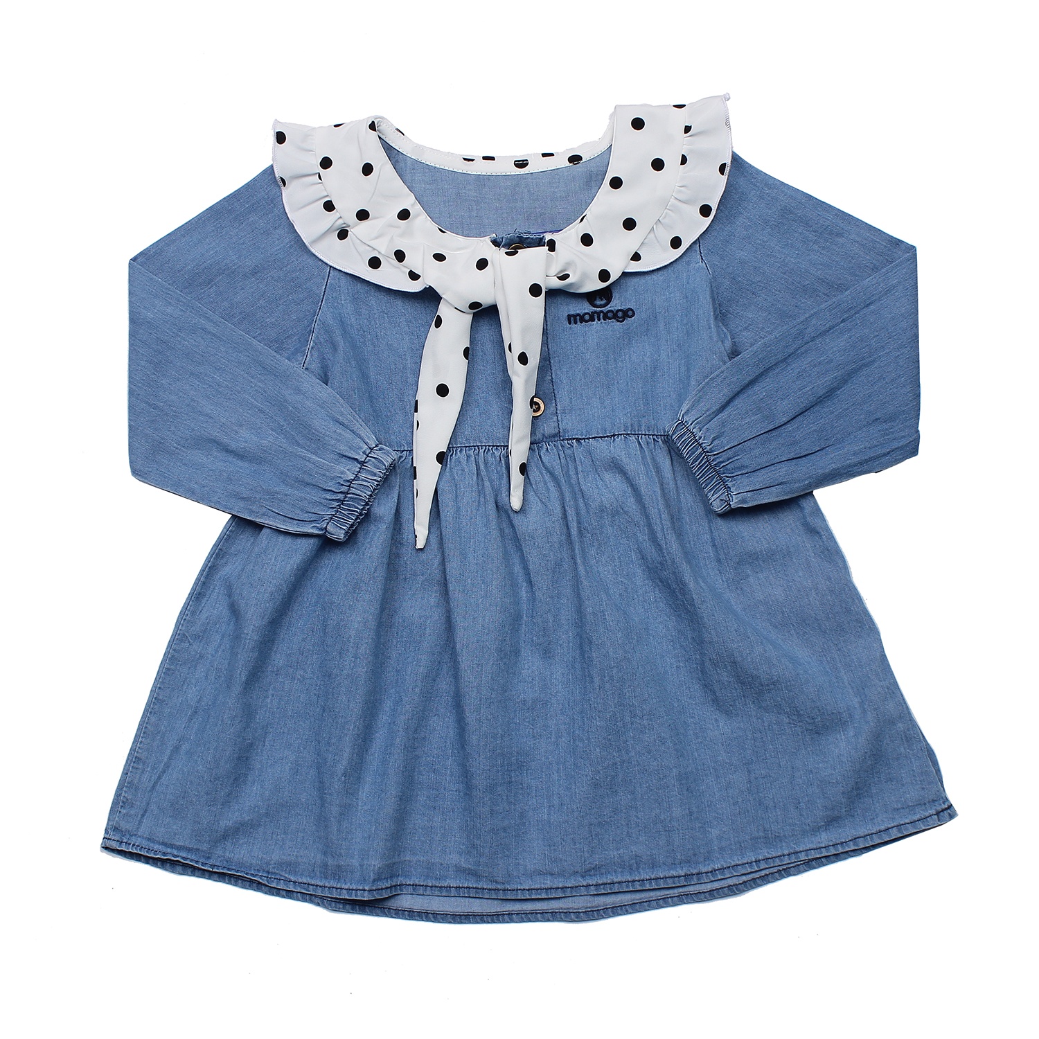 Váy Jean bé gái thắt nơ cổ Mamago LN19T hình 3