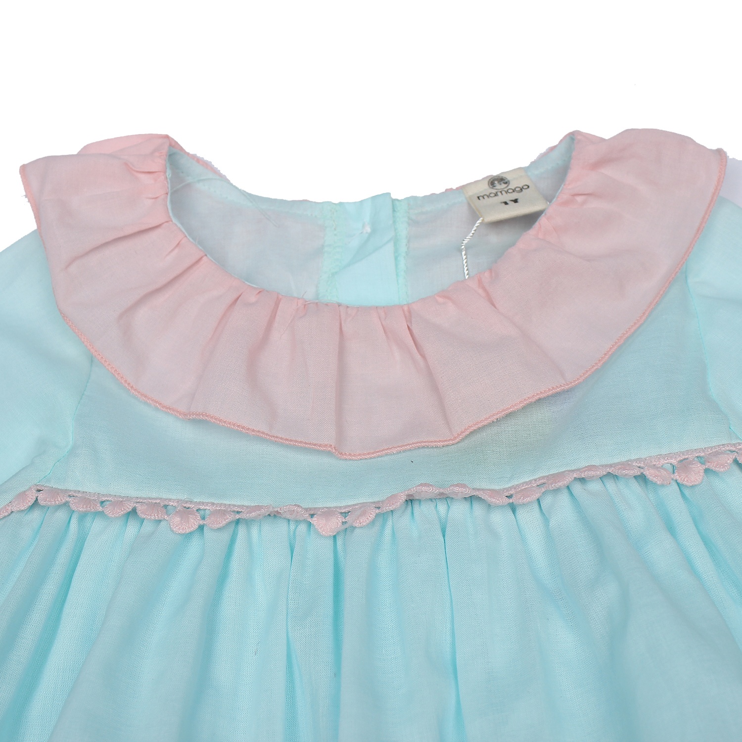 Váy thời trang bé gái Mamago ren cổ bèo M19T (Xanh) hình 2