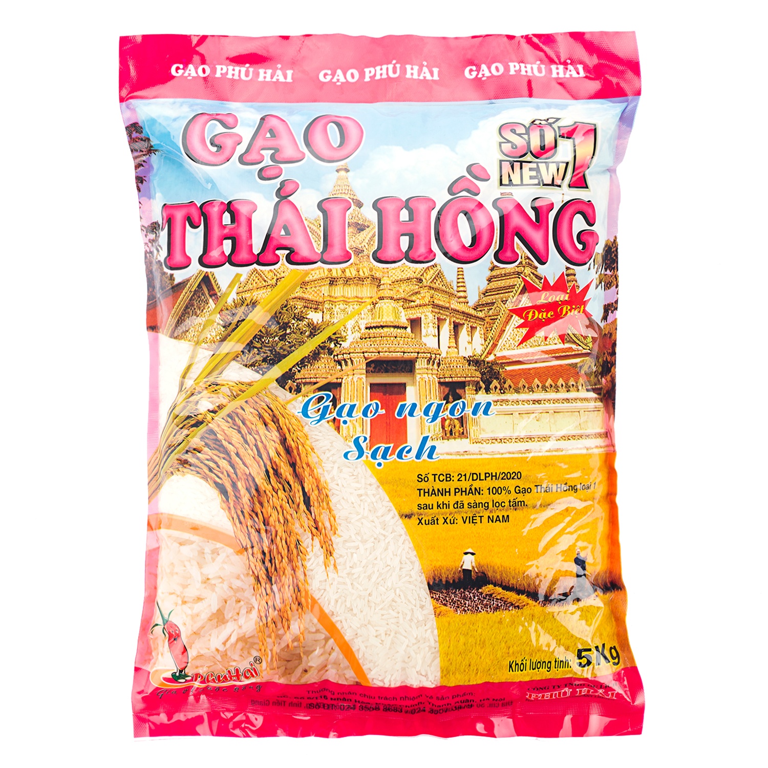 Gạo Thái Hồng số 1 New Phú Hải túi 5kg hình 1