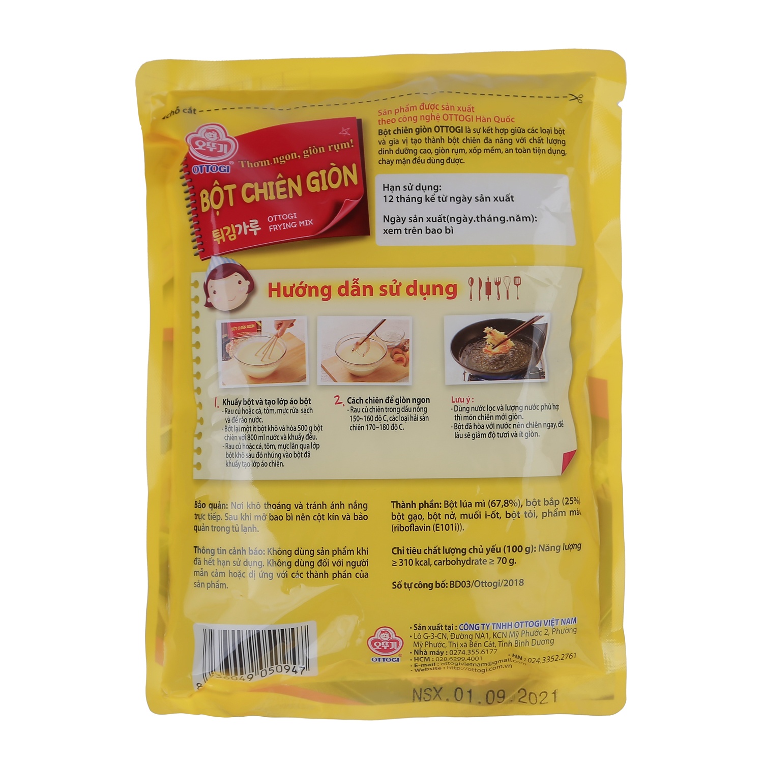 Bột chiên giòn Ottogi gói 500g hình 2