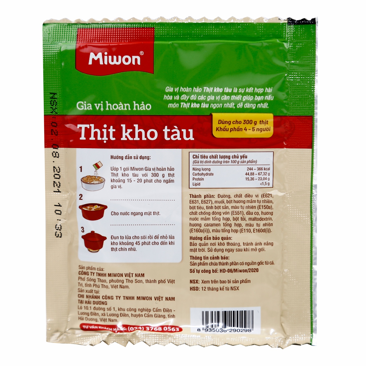 Gia vị hoàn hảo Thịt kho tàu Miwon 30g hình 2
