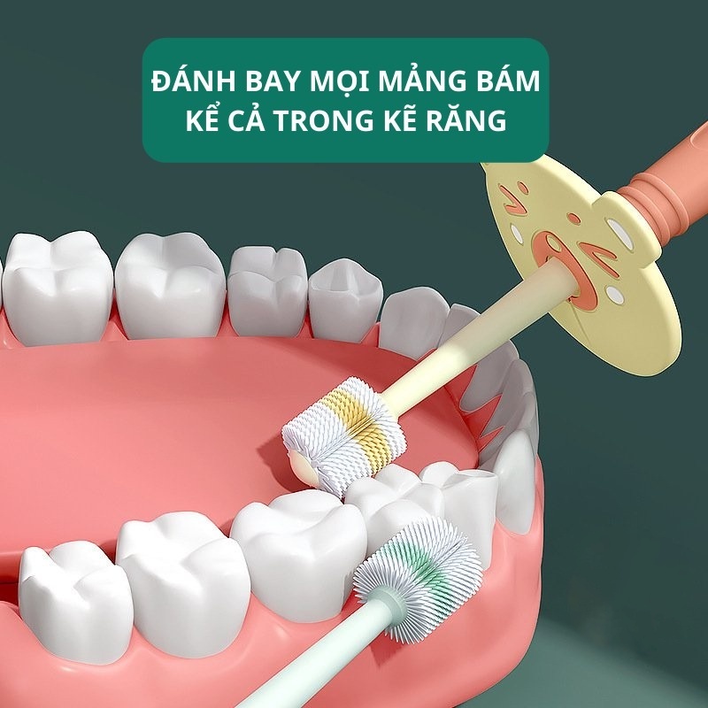 Bàn chải đánh răng Duola Duobu xoay 360 độ siêu mềm cho bé từ 18 tháng tuổi (Màu ngẫu nhiên) hình 3