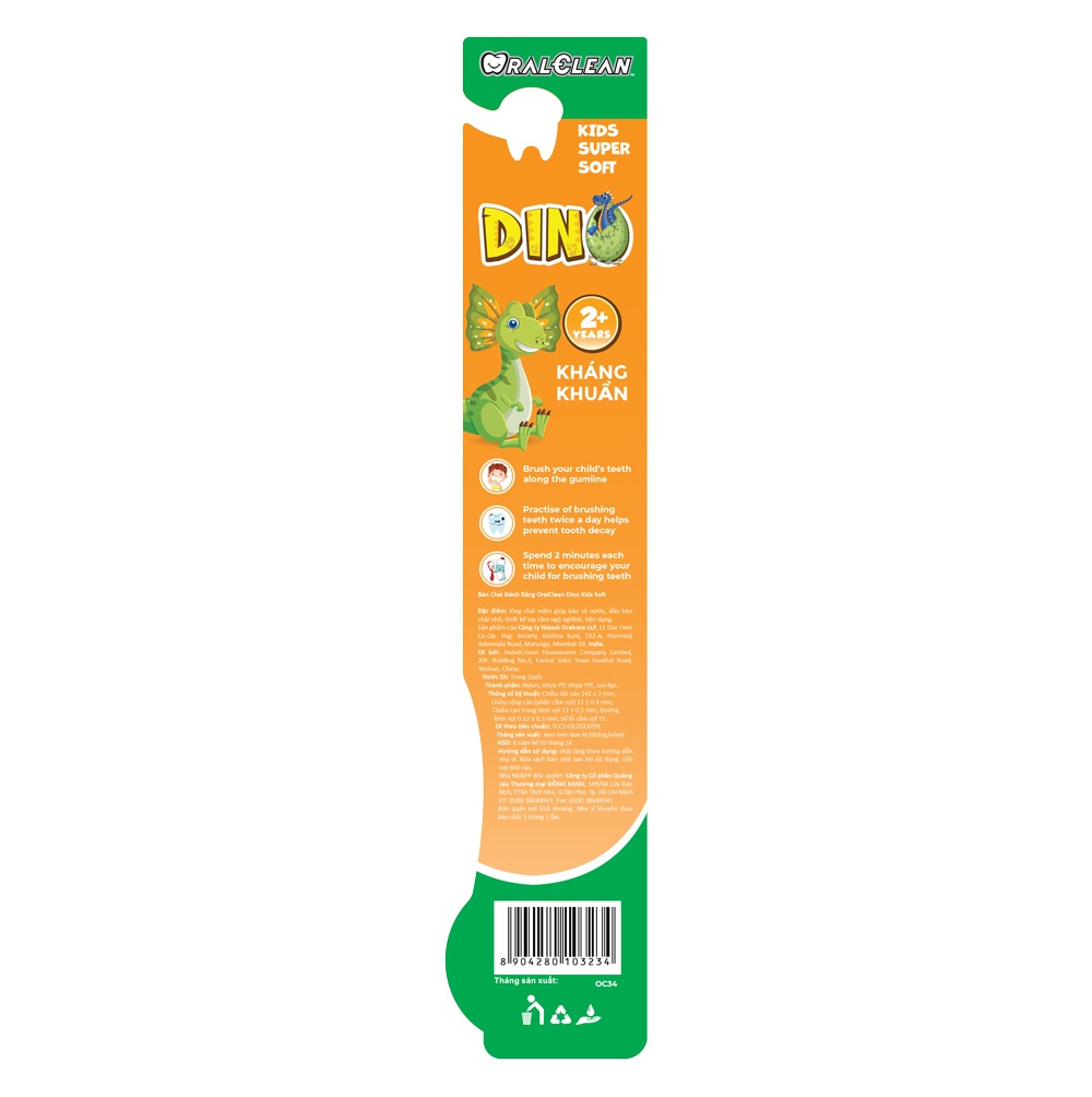 Bàn chải đánh răng OralClean Dino Kids Soft 2Y+ (Màu ngẫu nhiên) hình 4