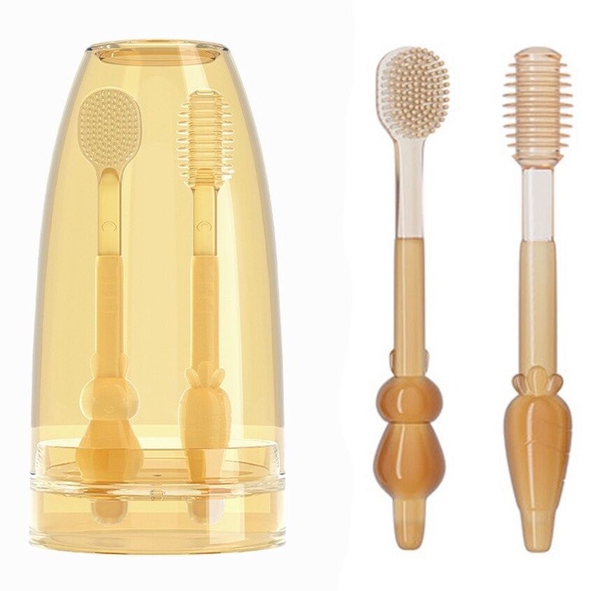 Bộ bàn chải rơ lưỡi silicone siêu mềm AC an toàn