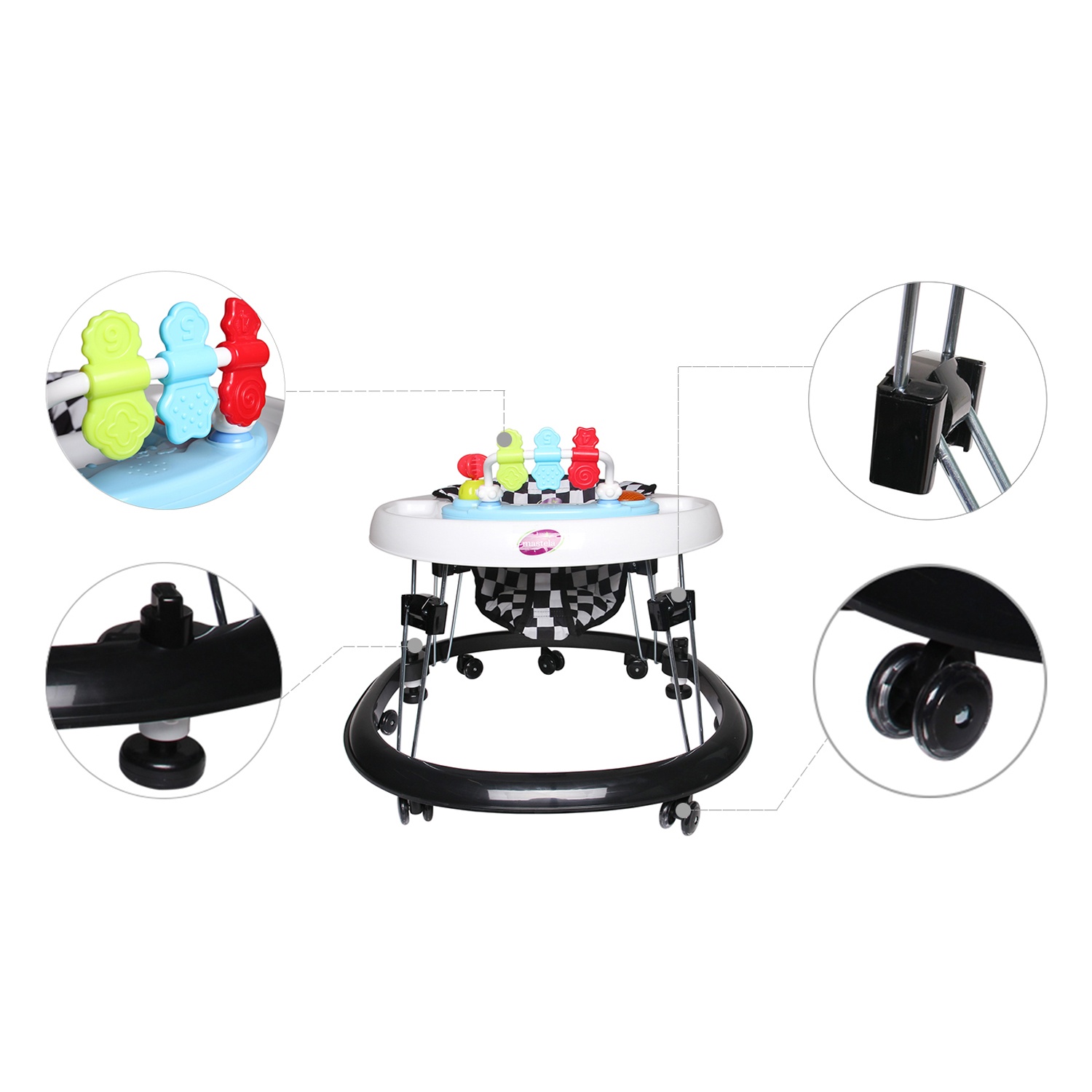 Hệ thống phanh khoá, bánh xe ma sát an toàn cho bé thoả sức tập đi