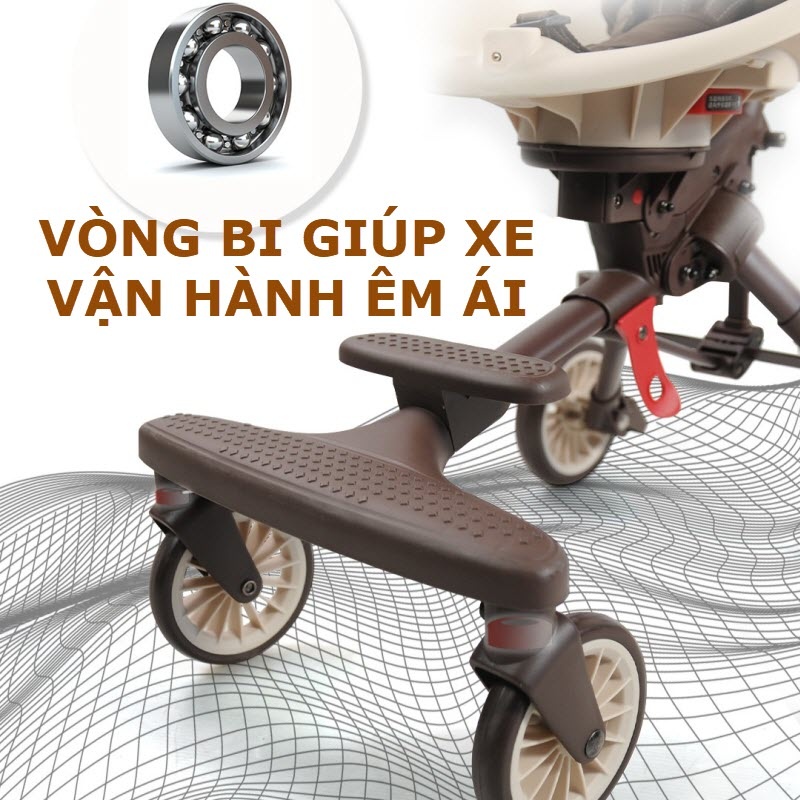 Xe đẩy gấp gọn Mamago trang bị với bánh xe cao cấp, khả năng xoay linh hoạt 360 độ