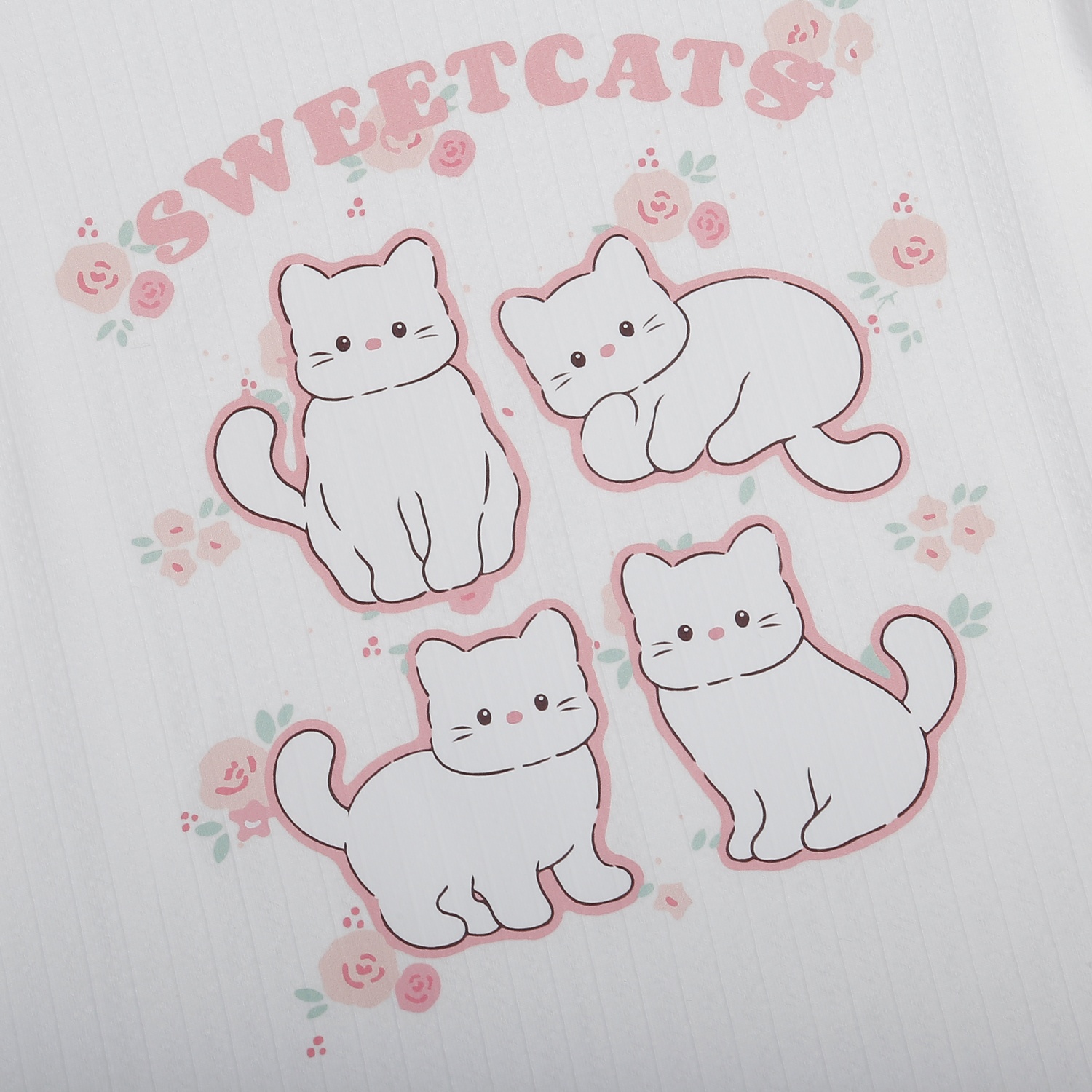 Bộ cộc bé gái KidsPlaza rayon in mèo M25H (Trắng Hồng) hình 3