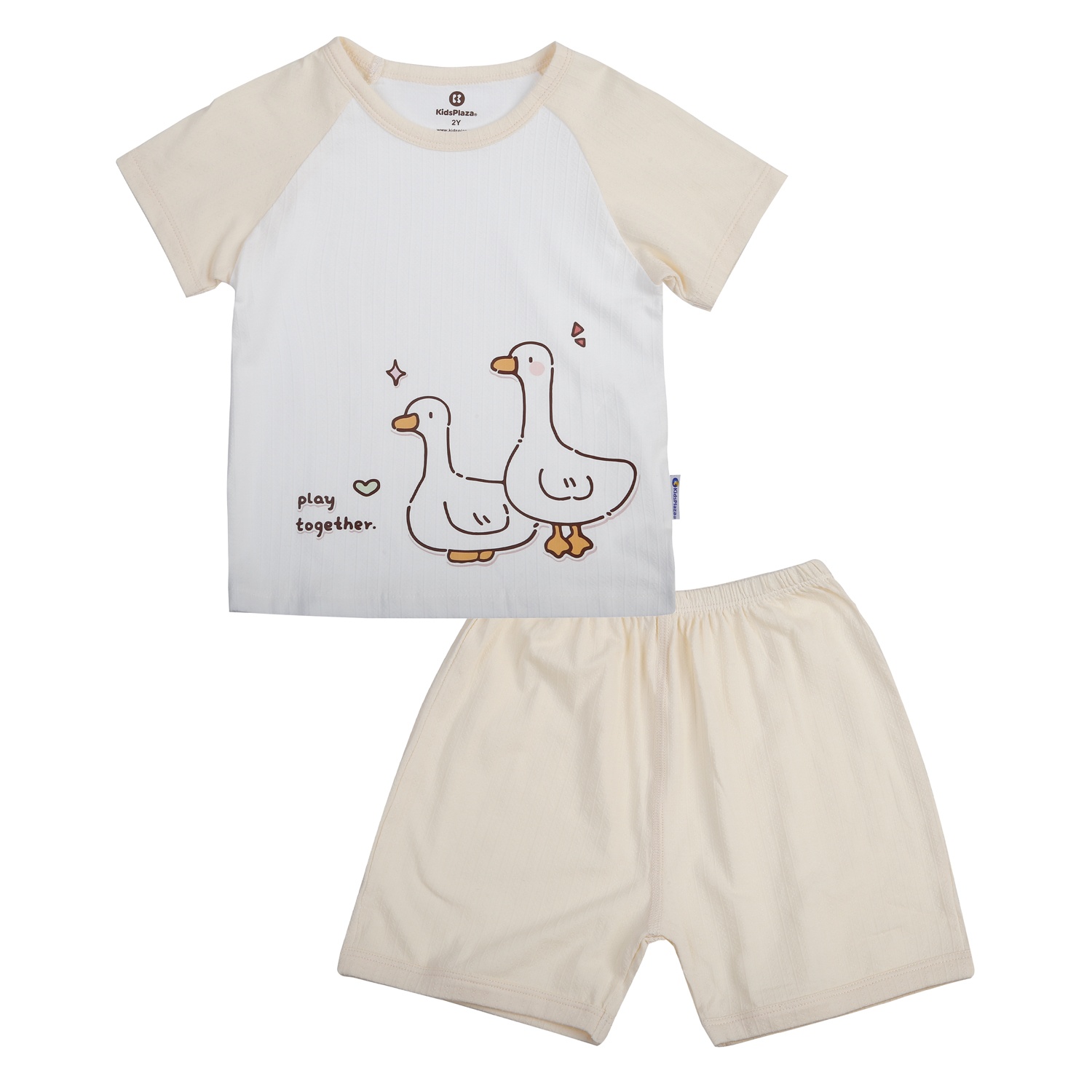  Bộ cộc bé gái KidsPlaza rayon in vịt M25H (Trắng vàng) 