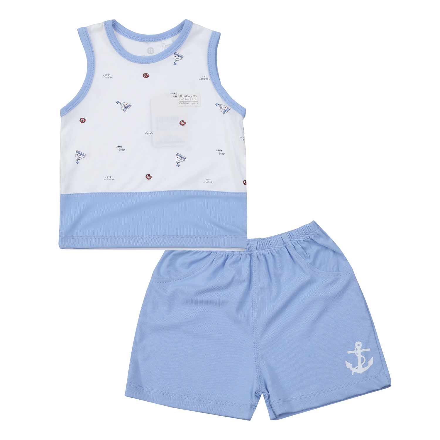 Bộ ba lỗ bé trai KidsPlaza Otis ND25H (Trắng Xanh) hình 1